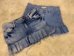 Upcycled Y2K Denim Pleated Mini Skirt