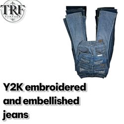 Y2K embroidered and embellished jeans #174