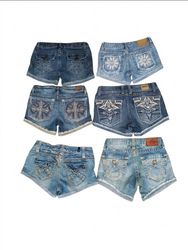 Bling Back Pocket Denim Shorts Lot - Crosses, Crys..