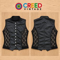 CR2267 UPCYCLED FAUX LEATHER & LACE CORSET VEST