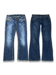 (FV-2033) Y2K Denim Flared Low Rose Jeans