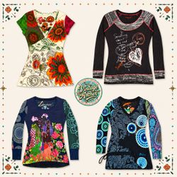 Y2K Desigual Graphic Long Sleeve Blouses..