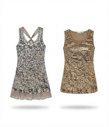 (FV-2451)     Vintage Y2K Sequin Party Top & Spark..
