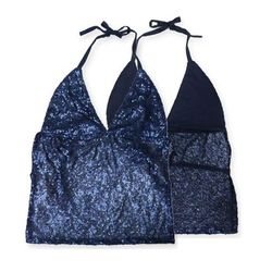 CR1965  UPCYCLED SEQUIN HALTER TOP