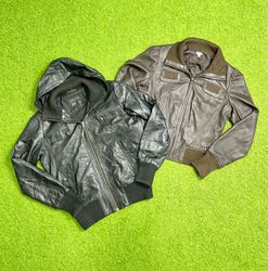 Y2k leather zip up jackets id811
