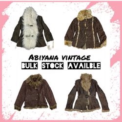 Y2K Afghan Coats - Vintage 90s Faux Fur Trim Penny..