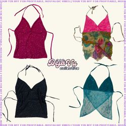 Upcycled Y2K beaded backless top
