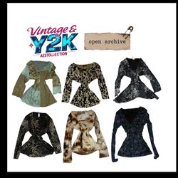 Vintage & Y2K Aesthetic Long-Sleeve Tops Collectio..