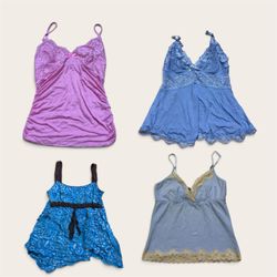 THB0025 Y2K Cami Net Tops | Vintage 2000s Sheer La..