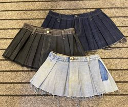Upcycled Y2K Denjm Pleated Mini Skirts