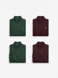 (FV-2493) Polo Quarter Zip Track Jacket / Knitwear
