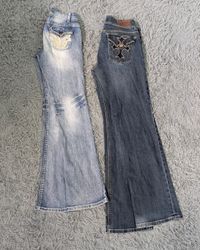 ***Y2K Embroidered Jeans – Flare Leg Embellished D..