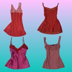 Y2K Red Berry Lace Cami Tops (RS-105)