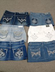HD1537 Ladies Upcycled Y2K Embellished Denim Micro..