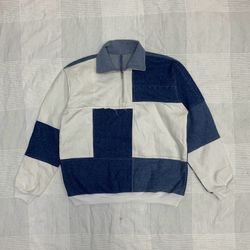 Upcycled Levi’s 1/4 zip Denim Patchwork Jacket