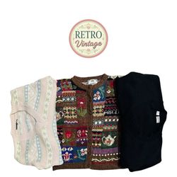 Vintage Embroidered Knit Sweater | Cottagecore Gra..