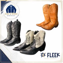 Y2k vintage leather Cowboy boots