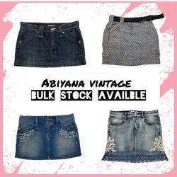 Y2K Denim Mini Skirt - Vintage Embellished Cargo L..
