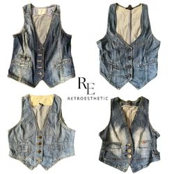 Y2K Unique Girl Denim Waistcoat RE-3531