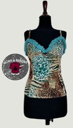 Upcyled lace neck cami tops