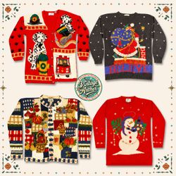 Vintage Heavy Knit Novelty Jumpers Mix Bundle: 10p..