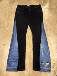 Upcycled Denim Pannled Flare Jeans