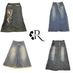 Y2K Unique Girl Denim Maxi Skirt RW-2349