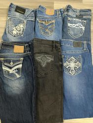 HD1576 Ladies Y2K Embellished Flared Jeans