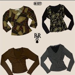 Y2K Earthy Tone Full Sleeve Tops (AA-1277)