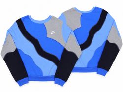 CR02311 Upcycled Nike Wave-Panel Crewneck Sweatshi..
