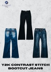 Y2K Contrast Stitch Bootcut Jeans - EV2434