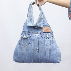 CR1605 Upcycled Levi's Denim Triangle Shoulder Bag..