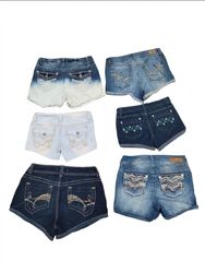 McBling Embellished Denim Mini Short Bundle(S-52)