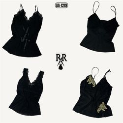 Y2K Black Gothic Cami Tops(AA-1219)