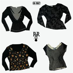 Y2K Black Gothic Mix Tops (AA-1667)