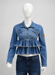 CR2226 UPCYCLED LEVI’S DOUBLE-RUFFLE PEPLUM DENIM ..