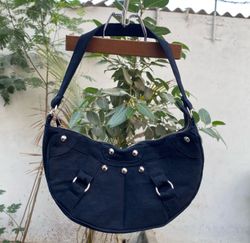 Upcycled Studded Moto-Style Handbag