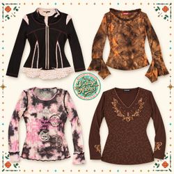 Y2K Diva Embellished Long Sleeve Tops :10pcs (B6)