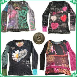 Desigual Women Y2K Graphic Blouses Printed Long Sl..