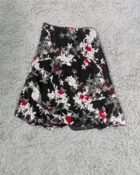 CN*1005***Y2K Flowing Floral Poly Skirt Romantic F..