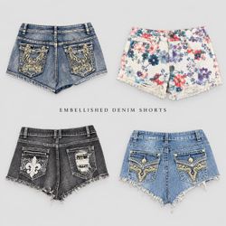 Y2k Designer Denim Shorts