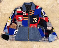 Upcycled Denim Sports Patchwork Jacket