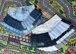 Upcycled Y2K Multi Layered Denim Mini Skirt