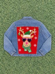 Uprcycle Denim Jacket With Christmas Patch (Dv-9-5..