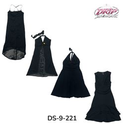 Y2K Sleek Black Poly Maxi Dress (DS-9-221)