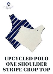 Upcycled Polo One Shoulder Stripe Crop Top - EVR03..