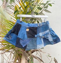Upcycled Carhartt Denim Patchwork Mini Skirt