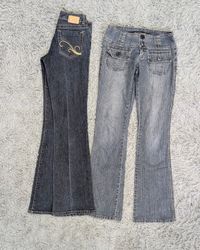 ***Y2K Embroidered Flare Denim – Trendy 2000s Mix