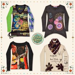 Y2K Desigual Graphic Long Sleeve Blouses..