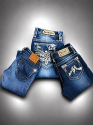 Miss me true religion and rock revival skinny jean..